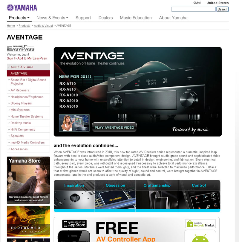 Yamaha AVENTAGE Recievers.